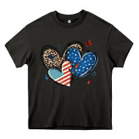 Asphalt american flag leopard hearts Heavy Core Tee - MaliasSmallBusiness