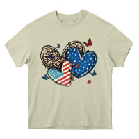 Mossy american flag leopard hearts Heavy Core Tee - MaliasSmallBusiness