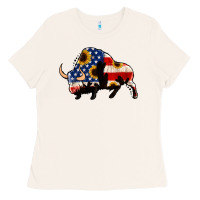 Bone american flag bison Ladies Tee - Jasminsmagicworld