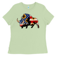 Matcha american flag bison Ladies Tee - Jasminsmagicworld