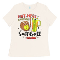 Bone hot mess always stressed softball mama stanley cup Ladies Tee - MaliasSmallBusiness