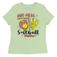 Matcha hot mess always stressed softball mama stanley cup Ladies Tee - MaliasSmallBusiness