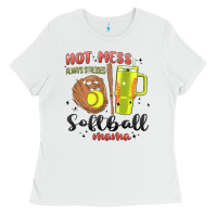 Hot Mess Always Stressed Softball Mama Stanley Cup Ladies Tee | Teevron