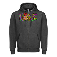 Charcoal Heather mardi gras love Zipper Hoodie - OliviaCreatesArt