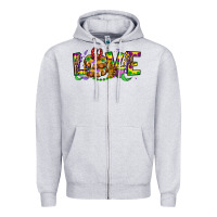 Heather Grey mardi gras love Zipper Hoodie - OliviaCreatesArt