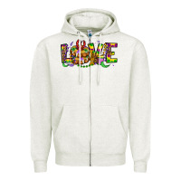 Oatmeal Heather mardi gras love Zipper Hoodie - OliviaCreatesArt