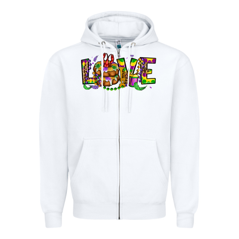 Mardi Gras Love Zipper Hoodie by OliviaCreatesArt | Teevron