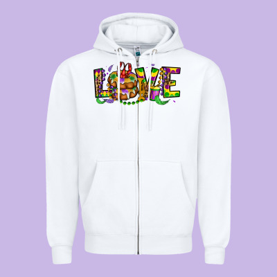 Mardi Gras Love Zipper Hoodie Designed By Oliviacreatesart
