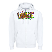 White mardi gras love Zipper Hoodie - OliviaCreatesArt