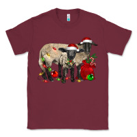 Burgundy Christmas Suffolk Sheep And Baby Suffolk Sheep Classic Tee - LillyAllenDesigns