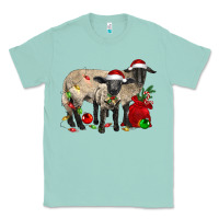 Seafoam Christmas Suffolk Sheep And Baby Suffolk Sheep Classic Tee - LillyAllenDesigns