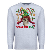 Heather Grey what the elf skull Premium Sweatshirt - FaDigitalArtStudio