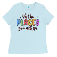 Baby Blue oh the places you will go Ladies Tee - MaliasSmallBusiness