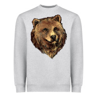 Heather Grey Grizzly Bear Head Heavyweight Sweatshirt - HowdyJamesFarm