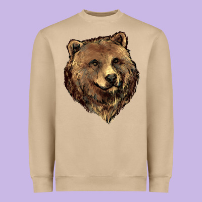 Grizzly Bear Head Heavyweight Sweatshirt Designed By Howdyjamesfarm