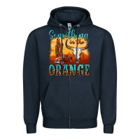Navy something in the orange Zipper Hoodie - OliviaCreatesArt