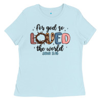 Baby Blue for god so loved the world Ladies Tee - MaliasSmallBusiness