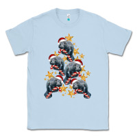 Dusty Blue Christmas Tree With Manatee Classic Tee - LillyAllenDesigns