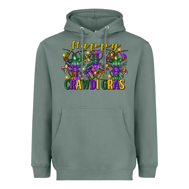 Happy Crawdi Gras Mardi Gras Crawfish Heavyweight Hoodie by FaDigitalArtStudio | Teevron