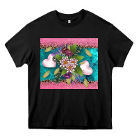 Black v.d flowers and hearts Heavy Core Tee - AdoDesignShop