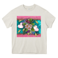 Cream v.d flowers and hearts Heavy Core Tee - AdoDesignShop