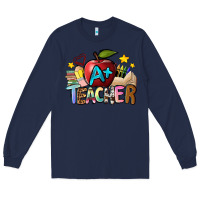 Navy a teacher Long Sleeve Tee - NancyCooperArtShop