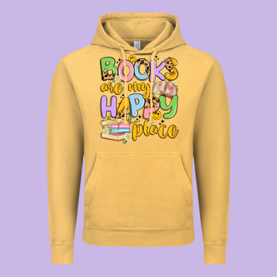 Books Are My Happy Place Vintage Hoodie Designed By Artiststas