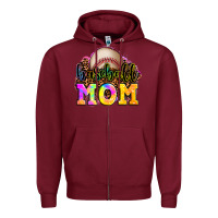 Burgundy baseball mom Zipper Hoodie - OliviaCreatesArt