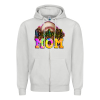 Dove Grey baseball mom Zipper Hoodie - OliviaCreatesArt