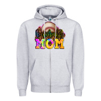 Heather Grey baseball mom Zipper Hoodie - OliviaCreatesArt