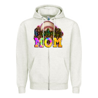 Oatmeal Heather baseball mom Zipper Hoodie - OliviaCreatesArt