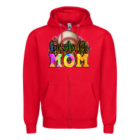Red baseball mom Zipper Hoodie - OliviaCreatesArt