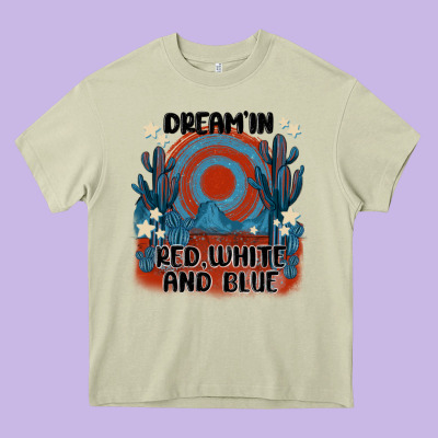 Dream' In Red White And Blue Heavy Core Tee Designed By Maliassmallbusiness