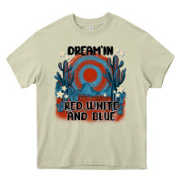 Mossy dream' in red white and blue Heavy Core Tee - MaliasSmallBusiness