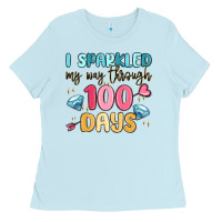Baby Blue i sparkled my way through 100 days Ladies Tee - MaliasSmallBusiness