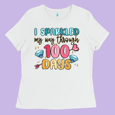 I Sparkled My Way Through 100 Days Ladies Tee Designed By Maliassmallbusiness