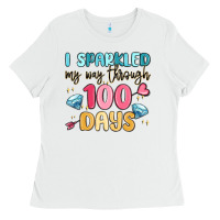 White i sparkled my way through 100 days Ladies Tee - MaliasSmallBusiness