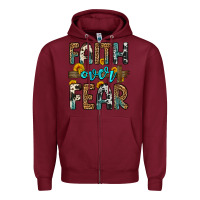 Burgundy faith over fear Zipper Hoodie - OliviaCreatesArt