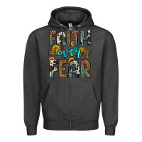 Charcoal Heather faith over fear Zipper Hoodie - OliviaCreatesArt