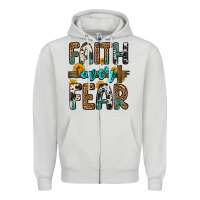 Dove Grey faith over fear Zipper Hoodie - OliviaCreatesArt
