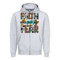 Heather Grey faith over fear Zipper Hoodie - OliviaCreatesArt