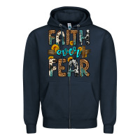 Navy faith over fear Zipper Hoodie - OliviaCreatesArt