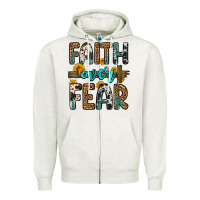 Oatmeal Heather faith over fear Zipper Hoodie - OliviaCreatesArt