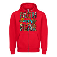 Red faith over fear Zipper Hoodie - OliviaCreatesArt