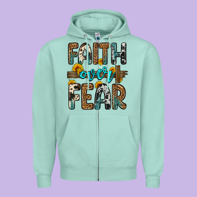 Faith Over Fear Zipper Hoodie Designed By Oliviacreatesart