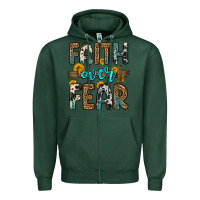Sports Green faith over fear Zipper Hoodie - OliviaCreatesArt