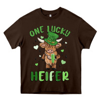 Chocolate Brown one lucky heifer Heavy Core Tee - MaliasSmallBusiness