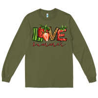 Army Green love summer strawberry Long Sleeve Tee - Jasminsmagicworld