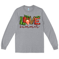 Heather Grey love summer strawberry Long Sleeve Tee - Jasminsmagicworld