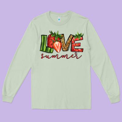 Love Summer Strawberry Long Sleeve Tee Designed By Jasminsmagicworld